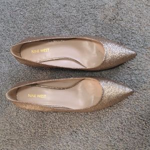 Nine West Gold Glitter Heels